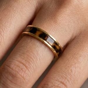 J. Crew Gold & Tortoise Shell Inlay Band Ring